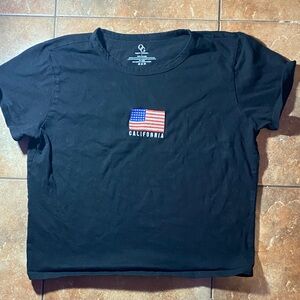 Red and Black Crop Top with Short Sleeves